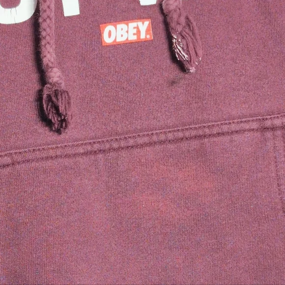 Obey Burgundy Hoodie Sz L " Make Art Not War " - Picture 2 of 6